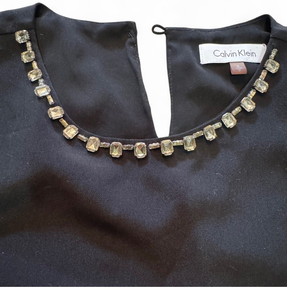Calvin Klein Black tank top  with Embellished gemstone Neckline